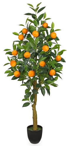 Artificial Orange Tree 4ft Fake Fruits Plant in Pot Large Fake Floor Plants Faux Trees Indoor Orange Decorations for Home Living Room Office