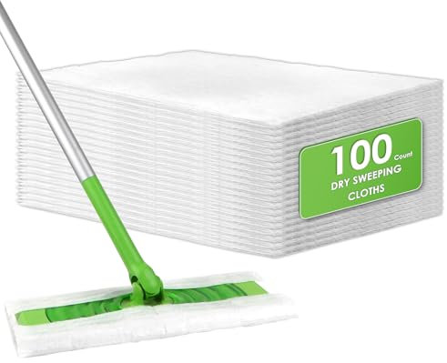 100 pièces Tampons de Chiffons de Balayage Secs Jetables Compatibles avec Swiffer Sweeper, Recharges de Vadrouille Sèche Sweeper, Tampons de Vadrouille Sèche Pour Le Nettoyage Et Le Nettoyage Des Sols
