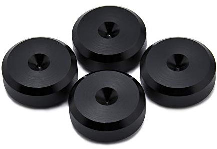 PrecisionGeek Speaker Spikes Pads Black Anodized Aluminum 20mm Diameter Bevelled Shape Speaker HiFi Stands Cabinets Soundbars - Set of 4