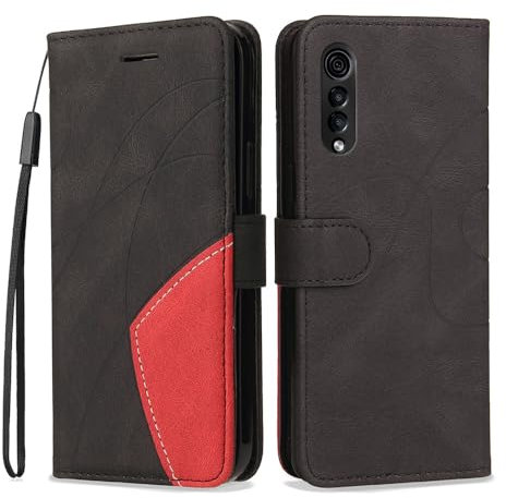 Kompatibel mit LG Velvet 4G/5G – Schlanke Zweifarbige Handyhülle mit Weichem Leder und TPU, Kartenfächern