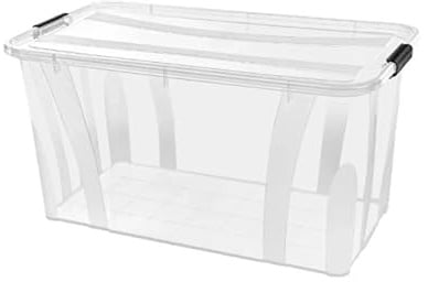 KONZEPT Aufbewahrungsbox mit Deckel (80L-3er Set), BPA-frei, robuster Verschlussclips