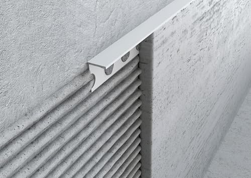 MINUTA PROFILI Profilo Alluminio Terminale Per Piastrelle Decorazione Rivestimenti Ceramica Mosaico Marmo Barra Bianco Lucido 2,5 M Facile Da Installare (8 MM)