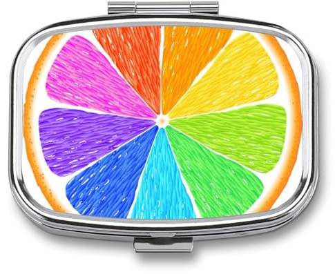 Bunte Orange Pillendose Mini Pillenbehälter Für Taschen Tragbare Tablettendose Pillen Organizer 5.5 cm