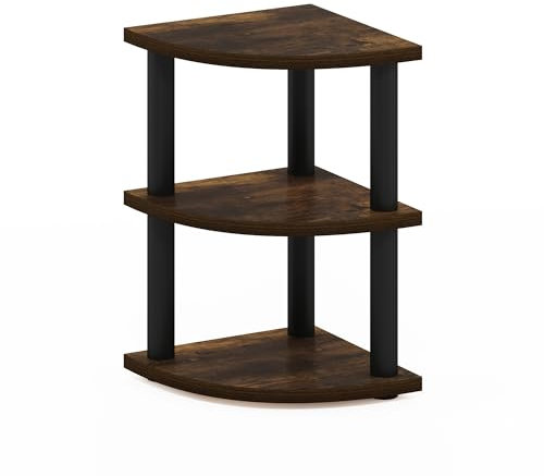 Furinno Turn-N-Tube Estante Organizador de encimera de Esquina de 3 Niveles, Pino Ámbar/Negro
