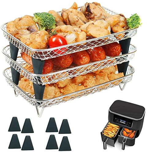 cake collarAir Fryer Racks for Tefal Easy Fryer 5.2L/3.1L & Tower T17099 Vortx 5.2L /3.3L Dual Drawer, Air Fryer Grill Accessories Aslo Compatible with Lakeland/Salter Different 2 Size Basket Airfryer