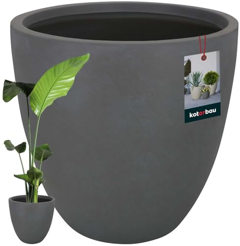 KOTARBAU® Macetero Decorativo Interior, Maceta Ø 46 cm, Fibreclay | Maceta Orquidea, Maceta de Pie, Macetero con Efecto Hormigón, Tiestos para Plantas Interior, 44 cm de Alto, Gris
