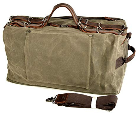 BHBYAFASH Reisetasche Travelite Sporttasche, Mens Vintage Oil Waxed Canvas Spielraumduffle Weekender Über Nacht Satchel Totes-Beutel-Gepäck Carryon Schulter Crossbody Handtasche(Armeegrün)