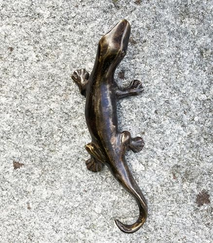 Bronzefigur Kleine Eidechse 15cm lang Bronzeskulptur Salamander | Dekoration aus Bronze, Skulptur Tier Figur, Salamander Gecko, Wetterfest