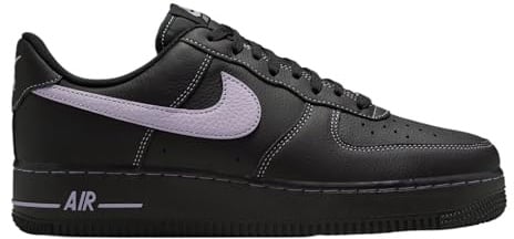 Nike Air Force 1 '07 LV8 Mens Lifestyle Shoes (Black/Hydrangeas) (HQ2037-001, Black/Purple), Black/Purple, 9 UK