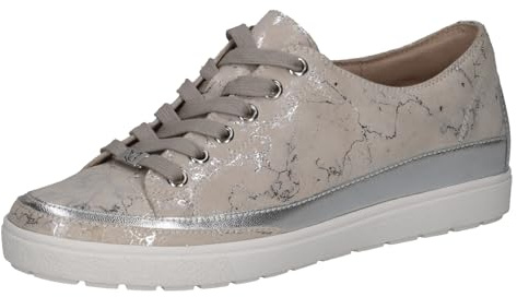 CAPRICE Damen Sneaker aus Leder, Weiß (Offwhite/SILV.), 42