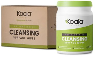 Koala Wipes - Antibacterial Cleansing Surface Wipes - 780 Wipes, Box of 6 Tubs | Kills 99.9% of Germs & Bacteria | 100% Biodegradable