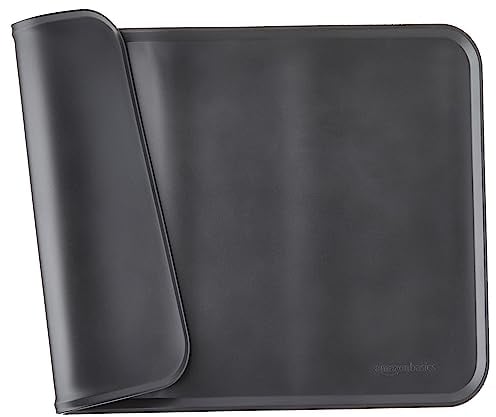 Amazon Basics Wasserabweisende Napfunterlage aus Silikon, Unterlage für Haustierfutter, 47 x 29 cm, Schwarz, Einzelbett