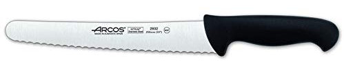 Arcos Serie 2900 - Caja 6 uds Cuchillo Pastelero - Hoja Serrada de Acero Inoxidable NITRUM de 250 mm - Mango inyectado en Polipropileno Color negro (6 UDS)