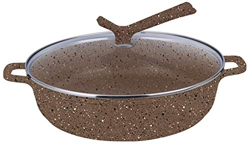 rukauf HQ Premium XXL Bräter Servierpfanne mit Granit Keramikbeschichtung 8 Liter 40cm Durchmesser - Griff mit Design