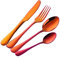 Buyer Star 16-teiliges Besteckset Regenbogen Rot Edelstahl Besteck Hochzeit Geschirr (4 Set Fuchsia)