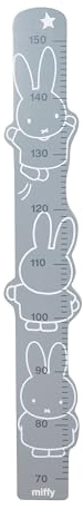 roba Messlatte miffy - Skala für Kinder bis 150 cm mit Hasen Motiv - Kinderzimmer Deko - Messleiste aus Holz - Weiß / Grau