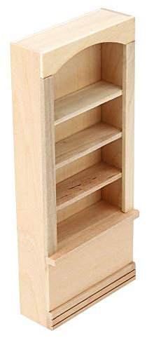 Holz Bücherregal Modell 1:12 Miniatur Puppenmöbel Mini Möbel Modell Spielzeug Dekoration Zubehör für Puppen DIY Puppenhaus Zubehör(Hölzern)