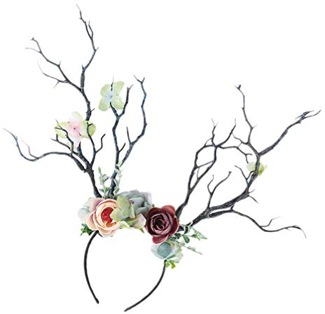 FRCOLOR Hirschgeweih Haarreifen Weihnachten Rentier Geweih Stirnband Ast Haarbügel Kopfschmuck Haarschmuck für Frauen Mädchen Weihnachtsfeier Bevorzugen Geschenk (Navy blau)