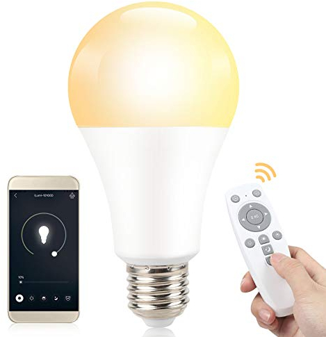 SINJIAlight Ampoule LED 14 W (équivalent à 100 W) E27 Ampoule LED intelligente dimmable, blanc froid, jaune chaud, blanc moyen, contrôlable via application, avec télécommande