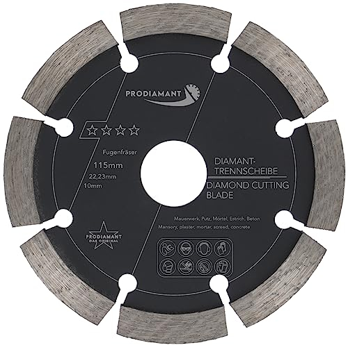 PRODIAMANT Fraises à joints ø 115 mm Largeur 10mm pour mortier Béton Maçonnerie et crépi 10mm Segment diamant qualité professionnelle