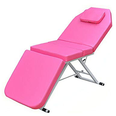 Verstellbare Schönheitsmassage Tischbett 3-fach Tragbar Salon Spa Behandlung Couch Tattoo Bett Feinzellige Schaummassage Tisch Pediküre Stuhl Körperpflege (Pink)