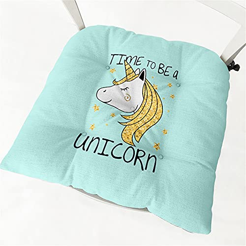 Treer Stuhlkissen mit Bändern Sitzkissen,Tatami Kissen Stuhlauflage Sitzpolster Kissen für Stuhl Weiches Sitzkissen für Indoor Zuhause Stuhl Outdoor Garten (Einhorn,40x40cm)