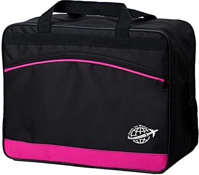 BAMBINIWELT Reisetasche HANDGEPÄCK Boardgepäck Bordcase 40x20x25 40x30x20 Ryanair Wizzair (groß (40x30x20), Reisetasche,schwarz-pink)