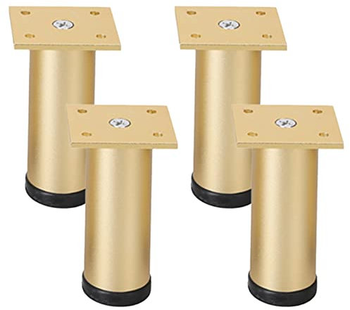 Pied Doré Meuble, Pieds de Table Reglable 6 - 40 cm Pieds Meuble Cuisine Pieds Or D'armoire Pieds de Canapé Design, Aluminium | Finition en Anodisé Socles Pieds pour Meuble, Ø38mm, Lot de 4 (18cm)