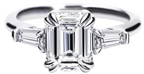 TIANYU GEMS Moissanite Verlobungsring, Sterlingsilber, GHI VVS-Klarheit, Moissanit-Ring mit 18 Karat Weißgold vergoldet, für Damen, Hochzeit, Gedenktag, Party, Kleid, Kostüm, 9, Mit 18 Karat Echtgold