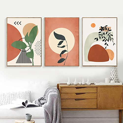 Sarah Duke 3er Design Poster Set, Boho Abstrakt Pflanze Blumen Leinwand Bilder, Wandbilder, Leinwand Kunstposter Wanddeko für Wohnzimmer Schlafzimmer (40x50cm)