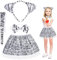 Fennoral 4tlg Zebra Kinder Kostüm Zebraohren Stirnband mit Rock Schwanz Fliege Mädchen Cosplay Tüllrock für Karneval Fasching Halloween Party