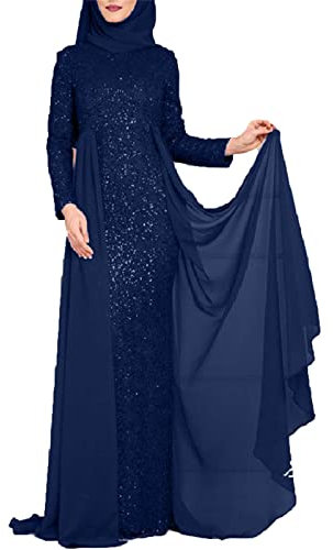 babao Muslimische Hochzeitskleider für Frauen,Fischschwanz Pailletten Abaya Islamic Dubai Middle East Türkei Kaftan Kleid