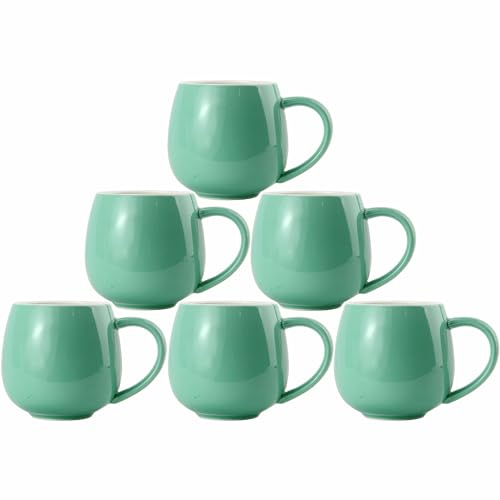 superyes Mint Green Coffee Mugs Set of 6 for Latte Cappuccino Cup Ice Cream Hot Chocolate 12oz