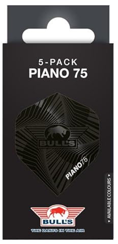BULL'S Piano 75 Flights No.2 | Schwarz Dartflights | 75 Mikron Stärke | No.2 Form für Präzision| Langlebig & Flexibel