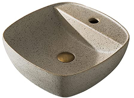GLigeT Aufsatzwaschbecken Zeitgenössisches 15,7 × 15,3 Porzellan-Keramik-Aufsatzwaschbecken for Badezimmer, rechteckiges EIN-Loch-Waschbecken Waschbecken