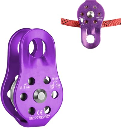 Guanici Seilrollen für Drahtseile Riemenscheiben Umlenkrollen für Seile Seilrolle Umlenkrolle 26 kN Pulley für Bis 12 mm Durchmesser Seilkletter Rettungshebe und Schleppseilrollen (Lila)