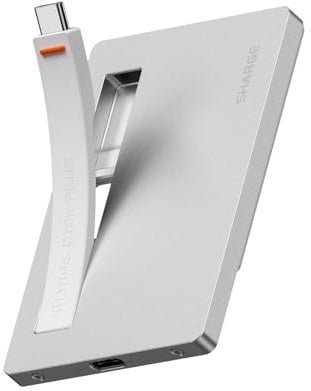 sharge Disk Plus SSD Enclosure M.2 NVMe, World's Thinnest 0.24 Enclosure 10Gbps USB C 3.2 Gen2, 4TB (2230/2242/2280 SSDs) for MacBook, iPhone 16 Steam Deck (SSD not included)