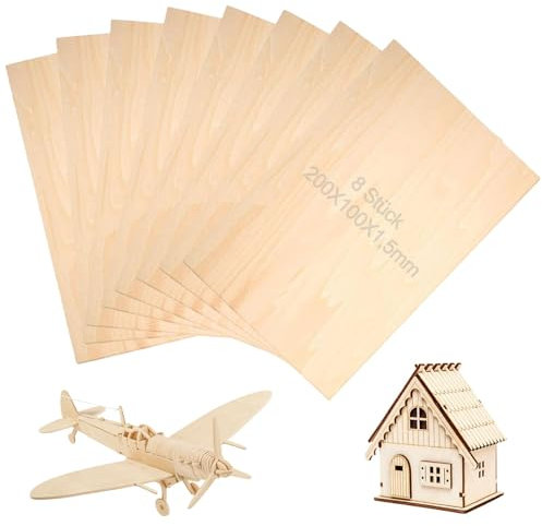 Paneles de Contrachapado, 8 Piezas Tablas de Tilo, 200x100x1,5mm Paneles de Troncos Inacabados, Panel de Madera de Balsa, Para Manualidades, Decoración de Tallas, Pintura