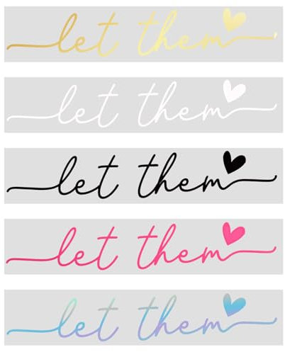 5stk Let Them Rückspiegel Aufkleber Auto, 5 Farben Vinyl Spiegel Deko Aufkleber Positiver Rückspiegel Aufkleber mit Herz zur Selbstbestätigung Bewusstsein Psychische Gesundheit