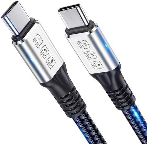 240W Thunderbolt 4 Cable 6ft USB C Thunderbolt 4 Cable Monitor Cable Supports 40Gbps Data Transfer and Single 8K/Dual 4K Video Compatible with Thunderbolt 4/3 Monitor, Hub, Docking Stations-Silver