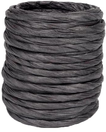 ALLWSLucky 12M Cinta de Papel Rafia, 4 mm Cuerda de Papel Natural, Cuerda Rafia Natural Para Envoltura De Regalos, Artesanía de Bricolaje, Decoración, Floristería (Negro, 1 pcs)