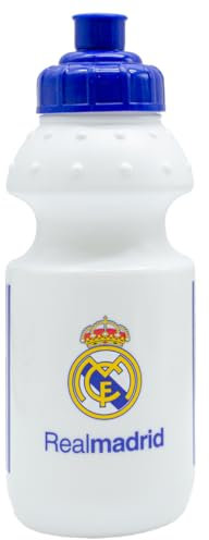 ms móvil shop Botella Deportiva Real Madrid 350 ml | Diseño Oficial del Club | Tapón Antigoteo | Plástico Resistente | Ideal para Escuela, Deporte y Regalos para Fans