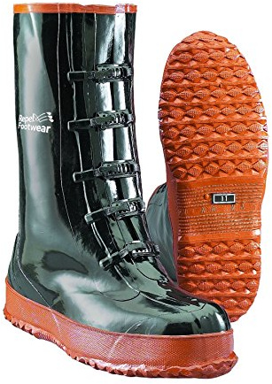Galeton 7941-15 Repel Footwear 5-Buckle Rubber Overshoes, Black/Orange, Men's Size 15
