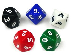 Tarquin OptiDie Würfel (5er Set) numerisch ausgewogen D10 0-9