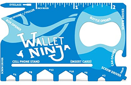 Wallet Ninja- 18 in 1 Credit Card Sized Multitool (#1 Best Selling in the World) (Baby Blue)