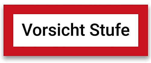 Aufkleber Vorsicht Stufe 20x7cm Schild, Warnung vor Stolper-Sturz-Gefahr