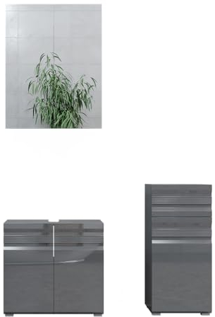Vicco set mobili bagno Freddy, Antracite lucido, 3 parti