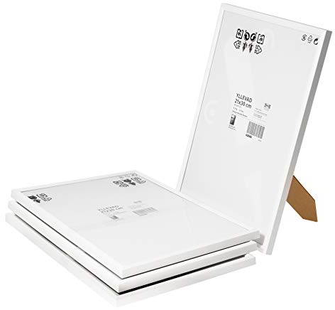 Ikea Yllevad Bilderrahmen, A4, 21 x 30 cm, leicht, Kunststoff und Karton, Weiß, 4 Stück