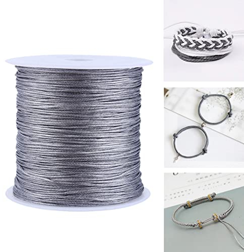 Raguso Grau 100M x 0 , 8 mm Nylon Chinesische Knotenschnur Makramee Armband Herstellung Rattail Makramee Faden Schnur Nylon Perlenschnur DIY Armbänder und Halsketten Schmuckherstellung