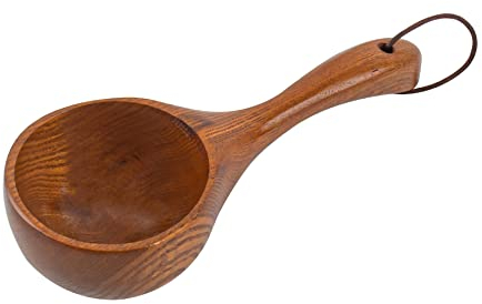 AUEAR, Mestolo in legno per porridge, grande, in bambù, per zuppa e utensili da cucina (naturale)